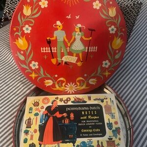 Vintage Tin & PA Dutch 6Notecards w/ recipes 1960